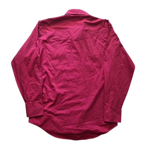 Vintage Sheplers Men's Western Shirt Burgundy Pearl Snap Button Down Size 17-36 - Picture 2 of 6